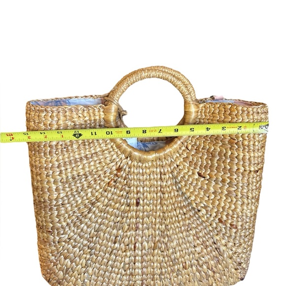 Sea & Grass Woven Basket Tote Bag Cotton Lining removable Leather crossbody - Picture 10 of 12